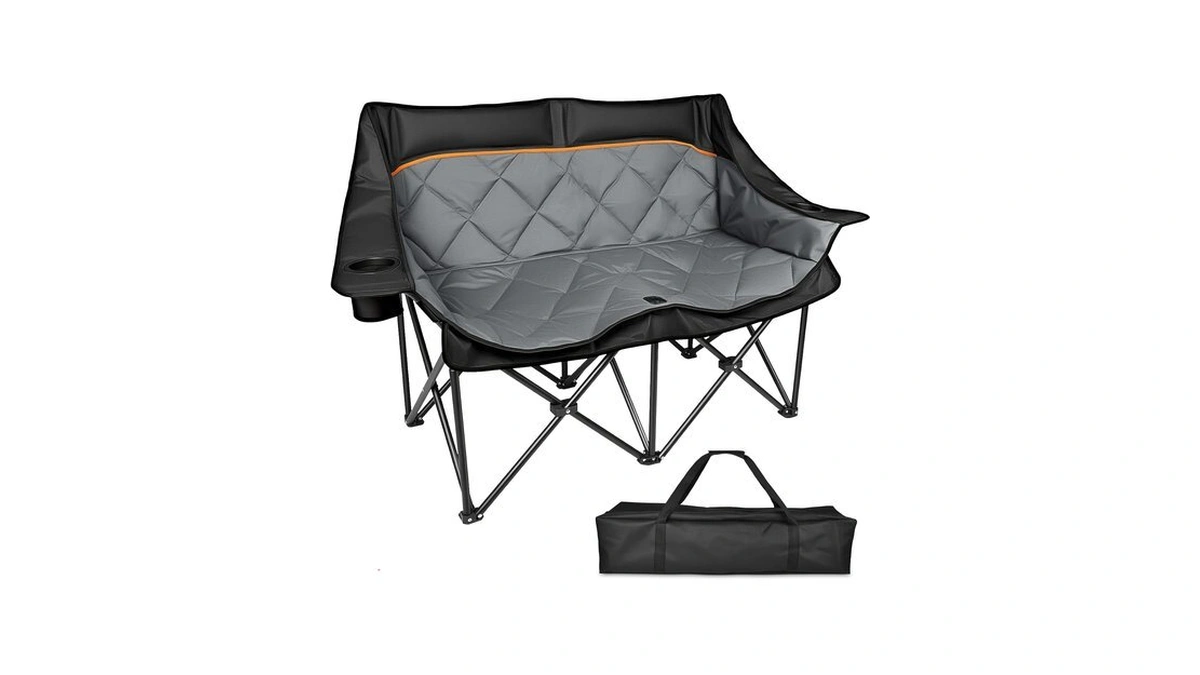 Double Camping Chair, Oversized Padded Heavy Duty Folding Loveseat Chairs