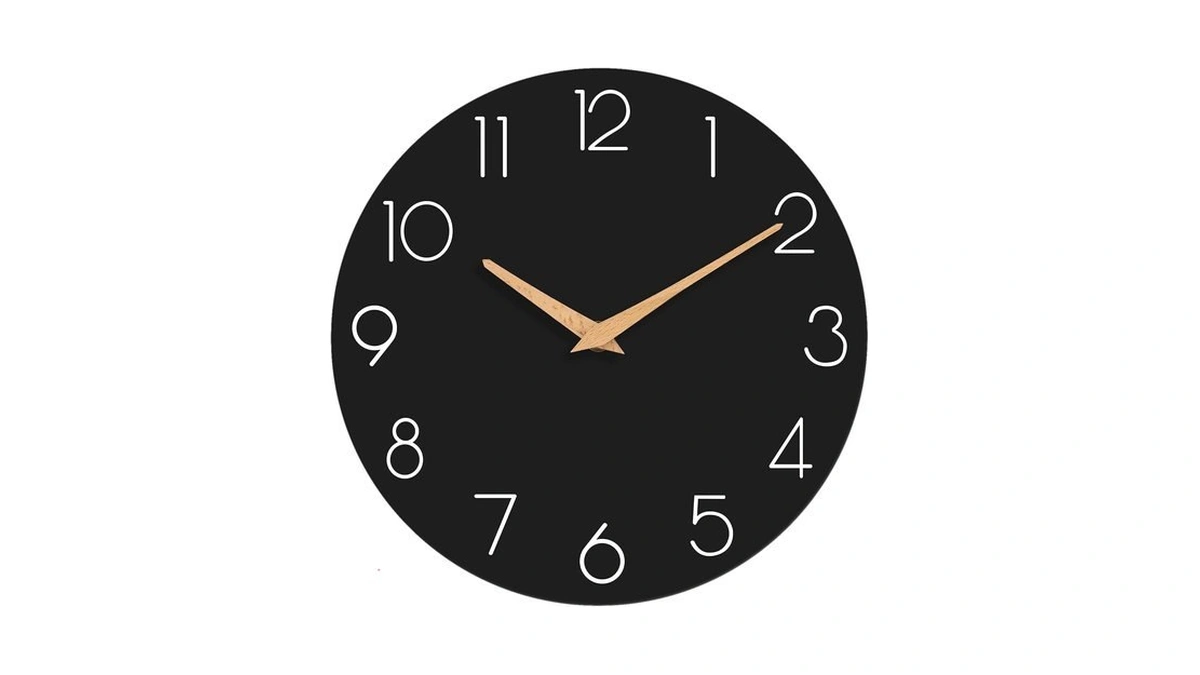 Cicininc 8 Inch Battery Operated Wall Clock, Silent Analog, Black