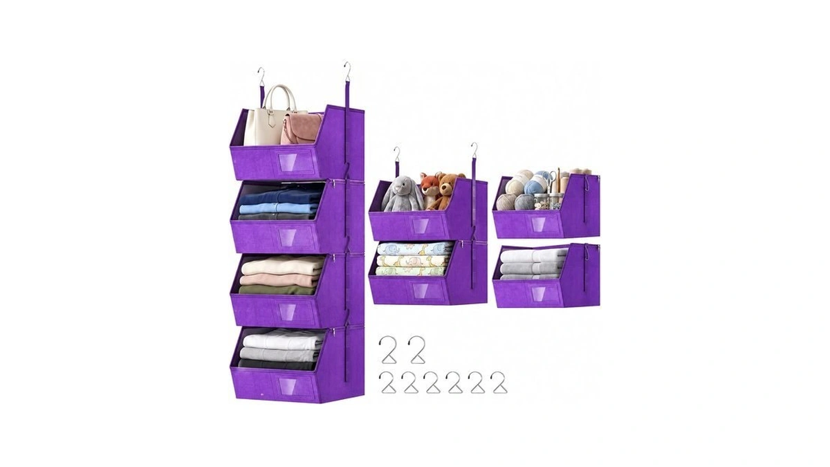 Ghegicu Hanging Closet Organizer, Detachable Hanging Storage Shelves