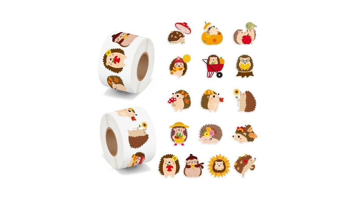 Beyumi Fall Cute Hedgehog Sticker - 1000pcs Fall Hedgehog Stickers
