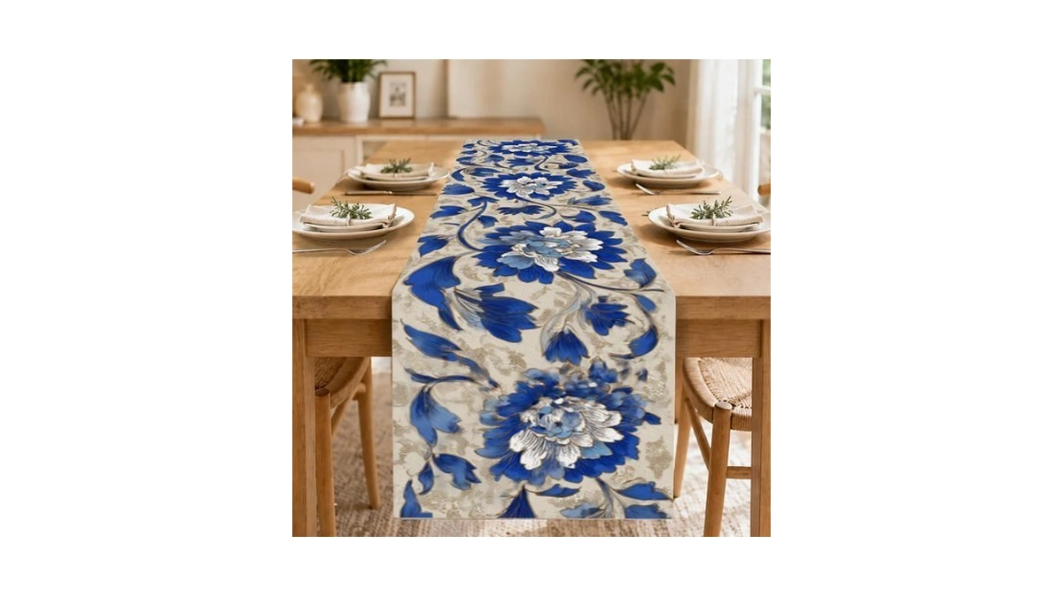 Nuxovilar Vintage Floral Table Runner Flax 13x72 In