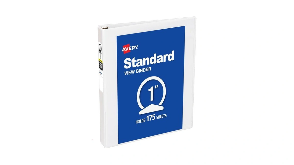 Avery Standard View 3 Ring Binder, 1" Round Rings, 175-sheet