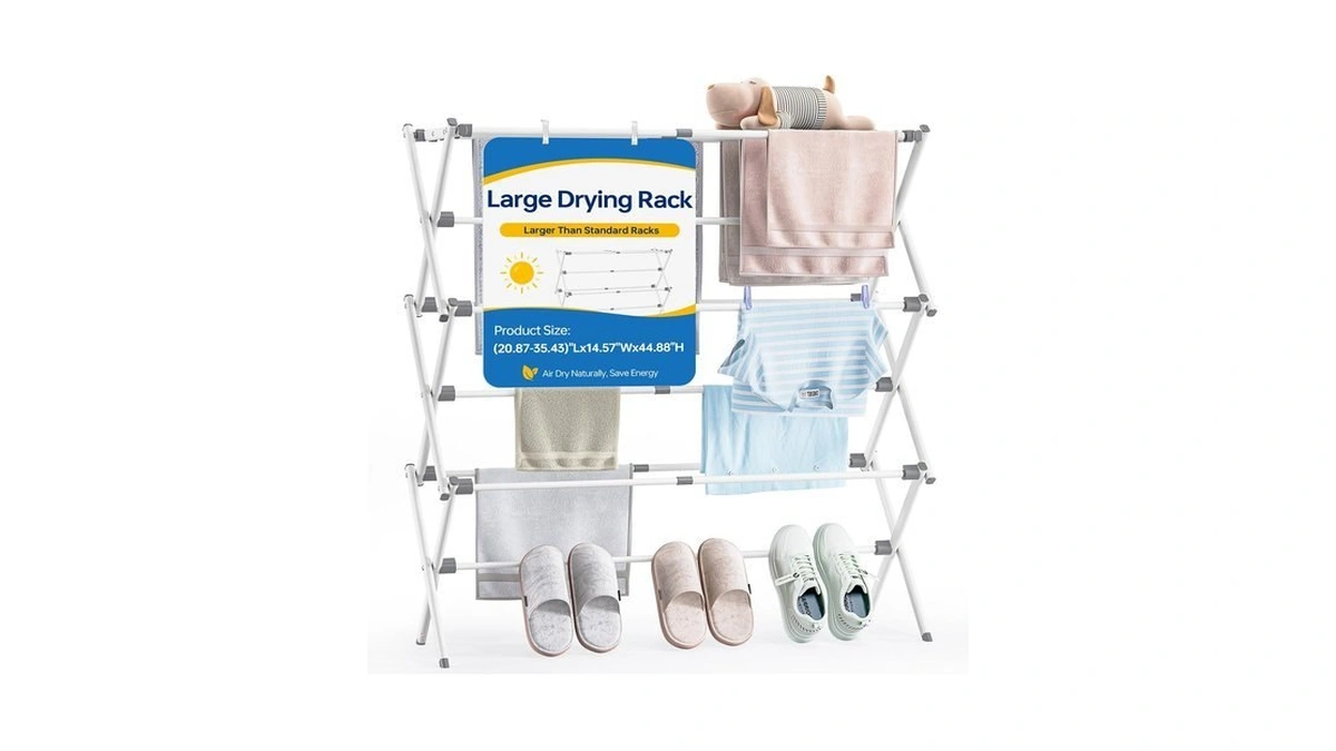 Apexchaser Extra Large Clothes Drying Rack, 14.57" D × 44.88"