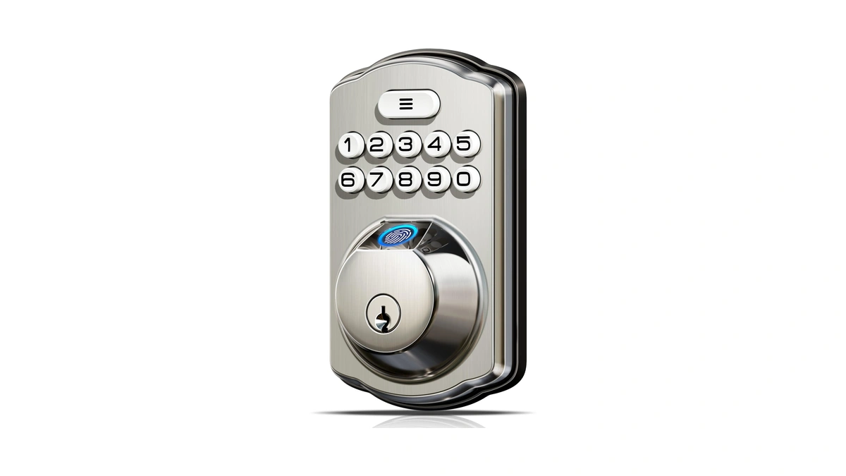 Veise Ks02a Fingerprint Door Lock, Keypad Deadbolt, Satin Nickel