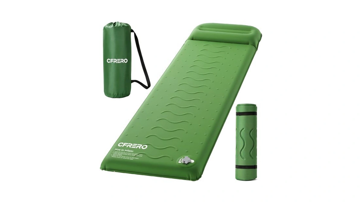 Camping Sleeping Pad, 3" Memory Foam Self-inflating Mattress, Built-in Foot