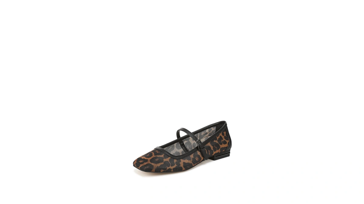Franco Sarto Women's Tinsley Mary Jane Flat Leopard Mesh Animal