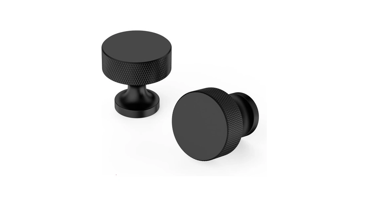 Asidrama 10 Pack Matte Black Round Kitchen Cabinet Knobs