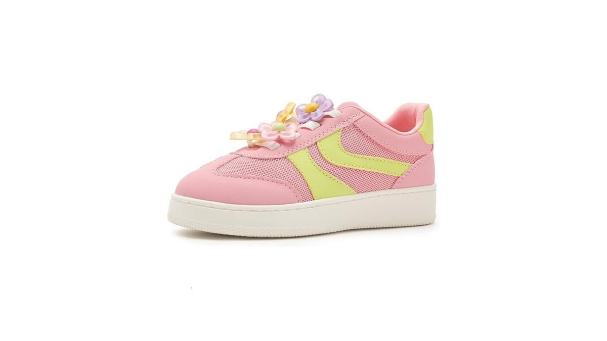 Steve Madden Girl's Jersey Sneaker, Lime/pink, 8