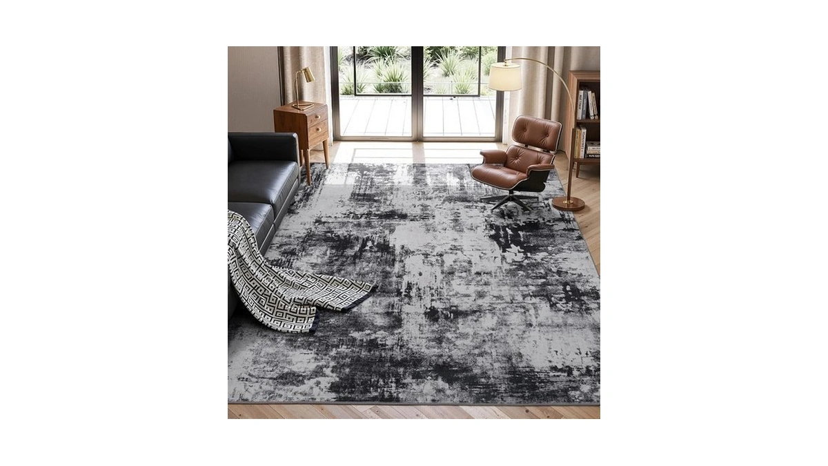 Stiio 5x7 Area Rugs For Living Room, Washable Black Grey