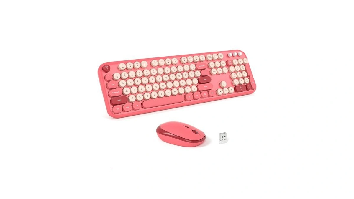 Mofii Wireless Keyboard And Mouse Combo - Pale Red Full