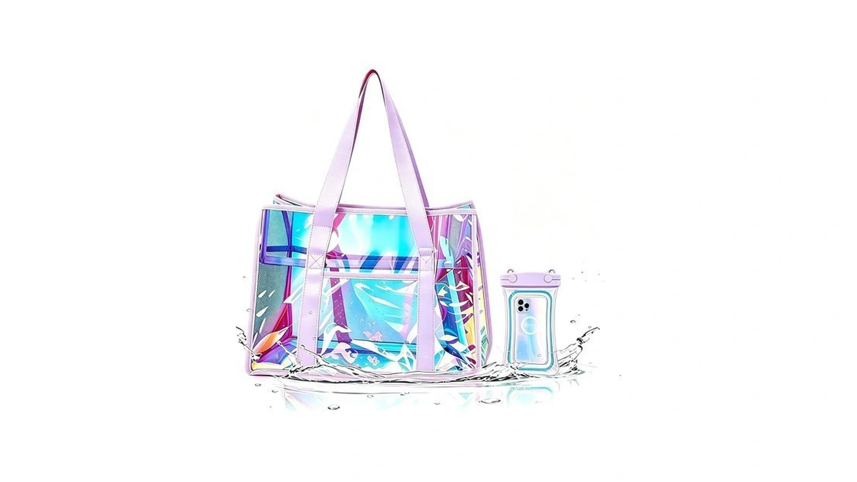 Kiyzbstoti Iridescent Beach Tote Bag For Women -clear Jelly Beach