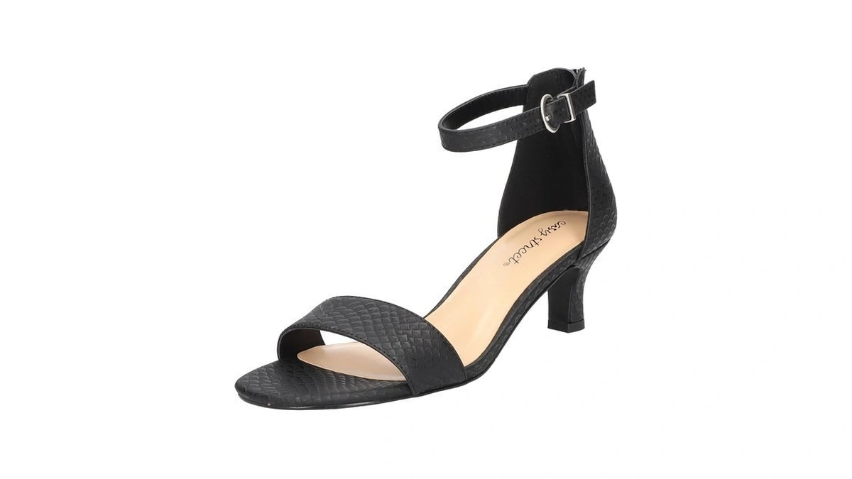 Easy Street Women Shalee Kitten Heeled Sandals, Black Snake, 8