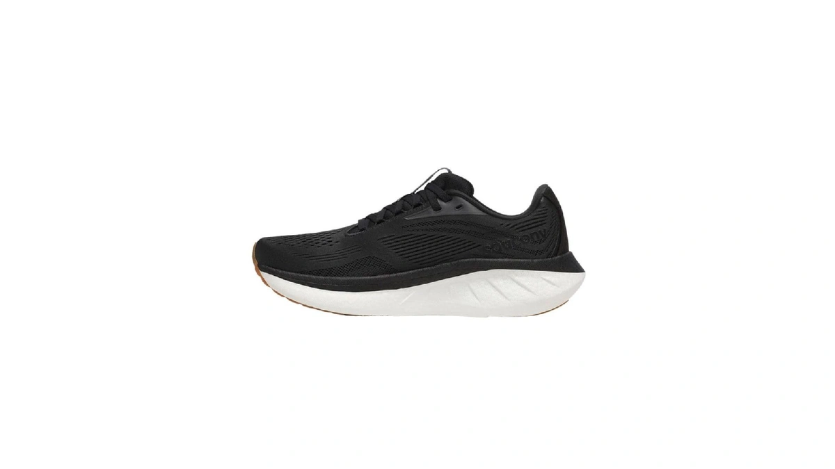 Saucony Women's Ride 18 Sneaker, Black/gum, 9.5