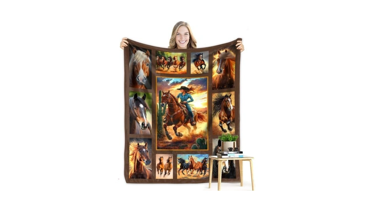 Western Blanket Cowgirl Blanket Horse Flannel Throw Blankets Gift For