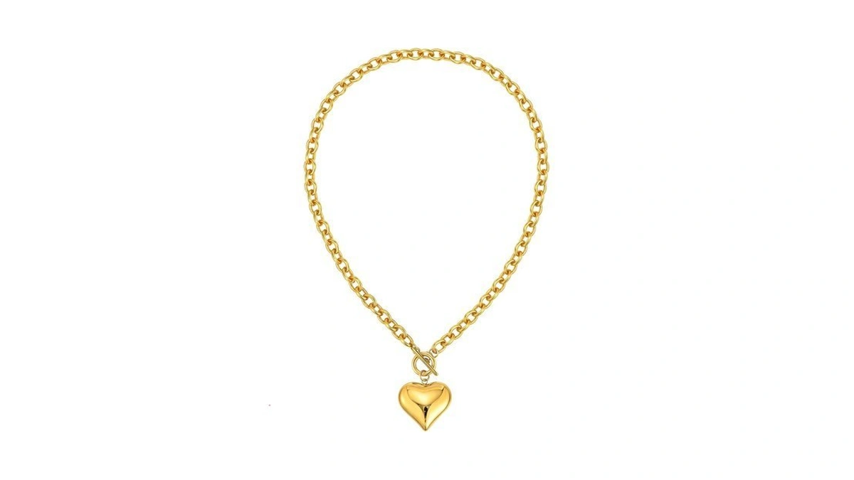Ksf Chunky Gold Necklace For Women Heart Charm Statement Chain