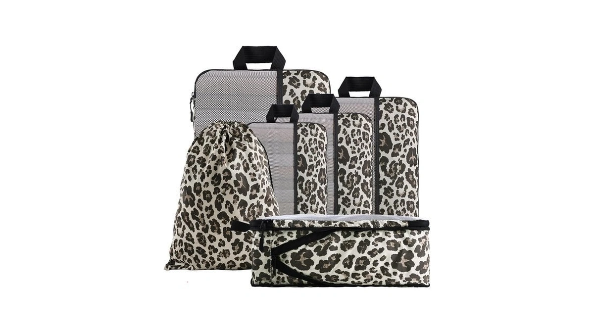 U+u 6 Set Compression Packing Cubes, Travel Organizers (leopard)