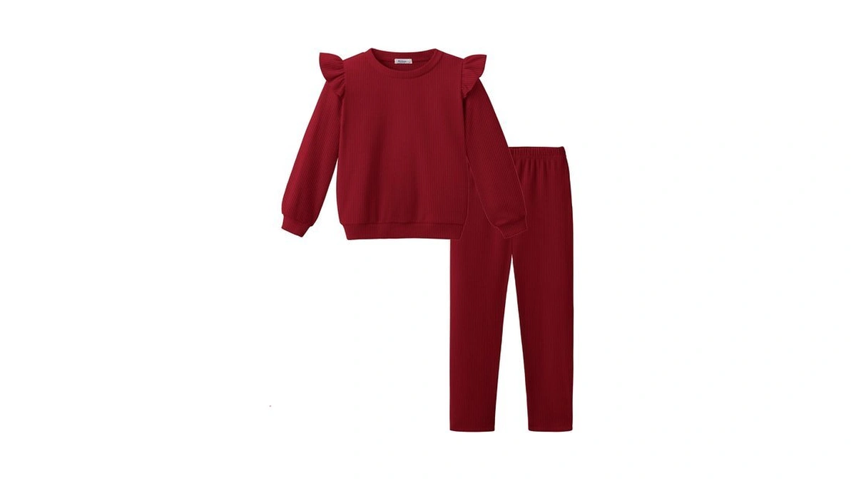 Arshiner Toddler Girl Fall Clothes Ruffle Sleeve Sweatshirts And Leggings