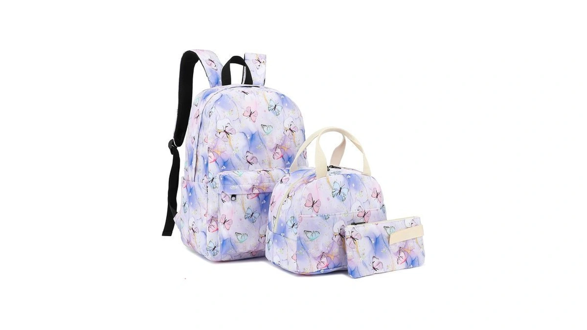 Fuyicat Marble Butterfly School Backpack Set For Girls, 3-in-1 Kids