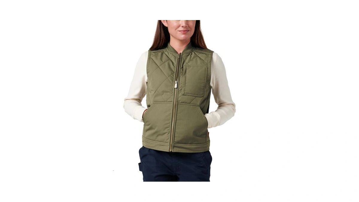 Lucky Brand Workwear Women's Canvas Quilted Vest With Plaid Flannel