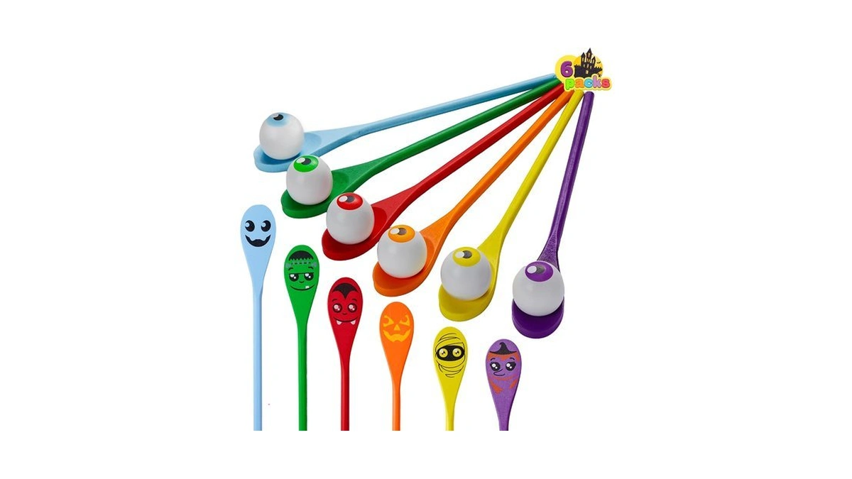 Joyin Halloween Egg And Spoon Race Game Set; 6 Eyeballs