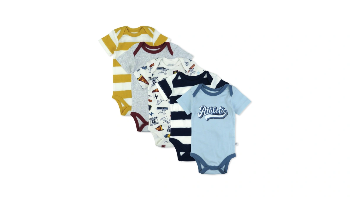 Honestbaby 5-pack Short Sleeve Bodysuits One-piece For Infant Baby Boys,