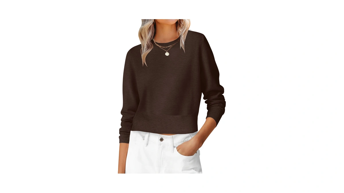 Anrabess Women Long Sleeve Cropped Crew Neck ...