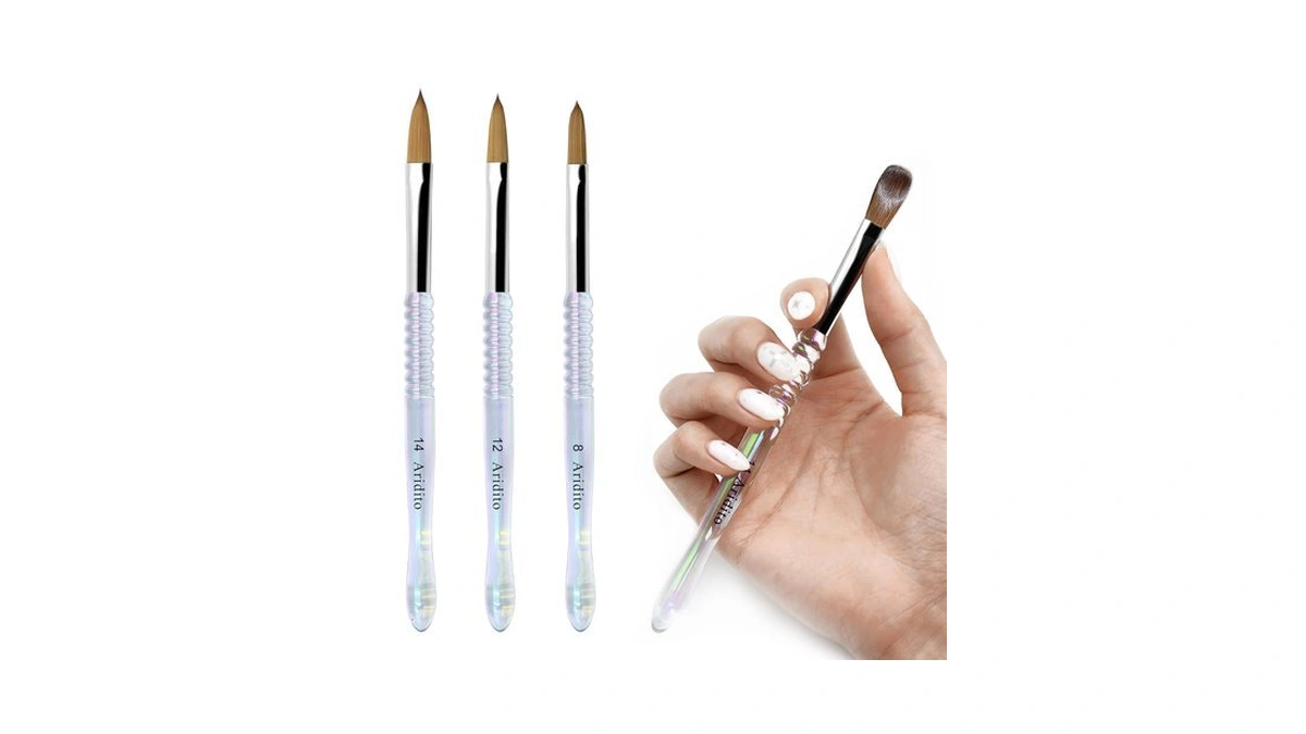 Aridito 3pcs Acrylic Nail Brush Set, Irregular Transparent