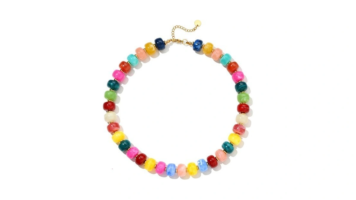Boho Colorful Chunky Beaded Necklace For Wome...