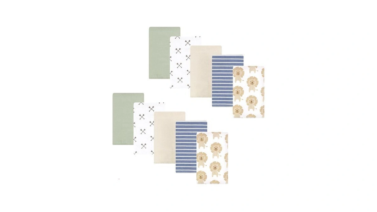 Hudson Baby Unisex Baby Cotton Flannel Burp Cloths 10-pack, Modern