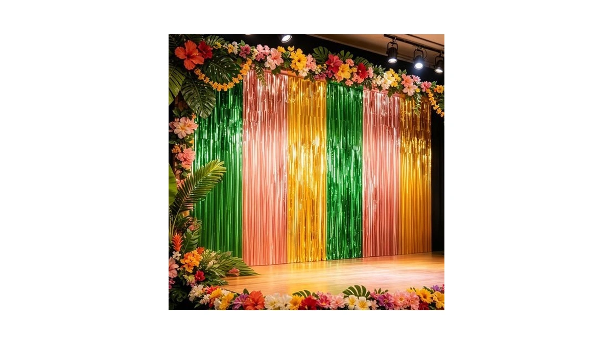 Luau Party Decorations- 2 Pack Luau Backdrop Green Gold Brown