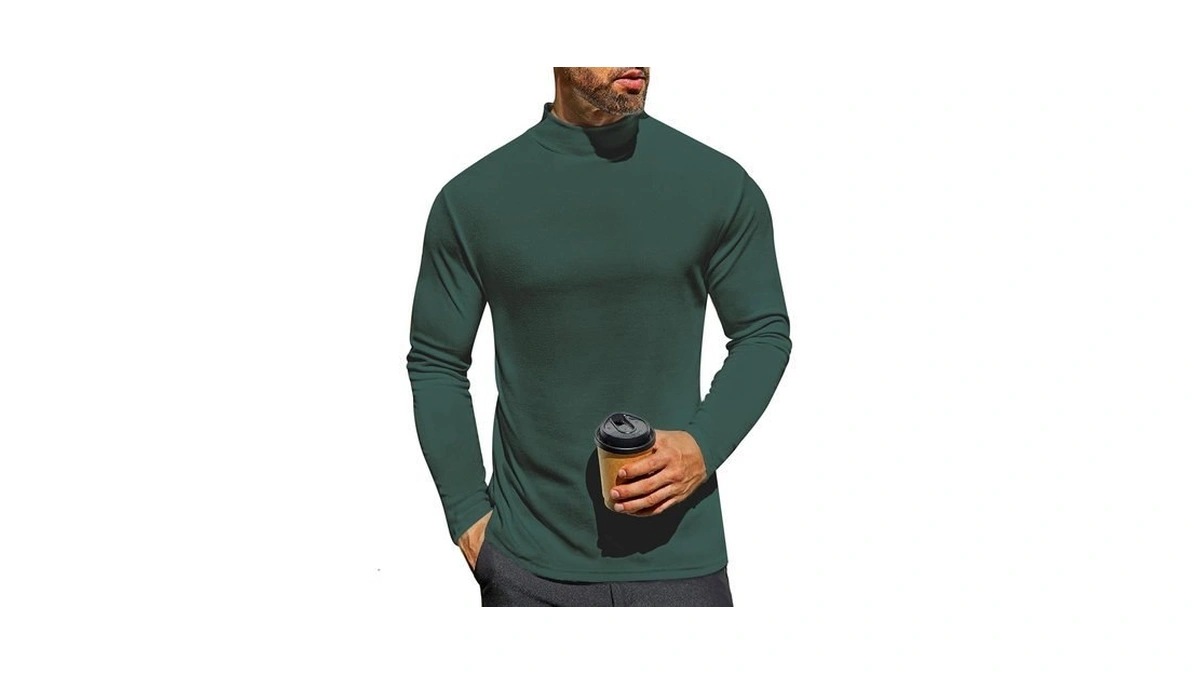 Ekouaer Men's Mock Turtleneck Long Sleeve Turtle Neck Tops Thermal