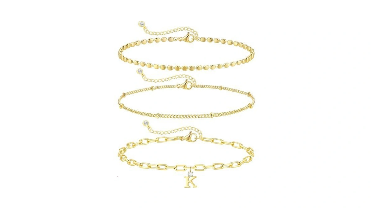 Zheshy Gold Initial Bracelets For Women Dainty Letter K Charm