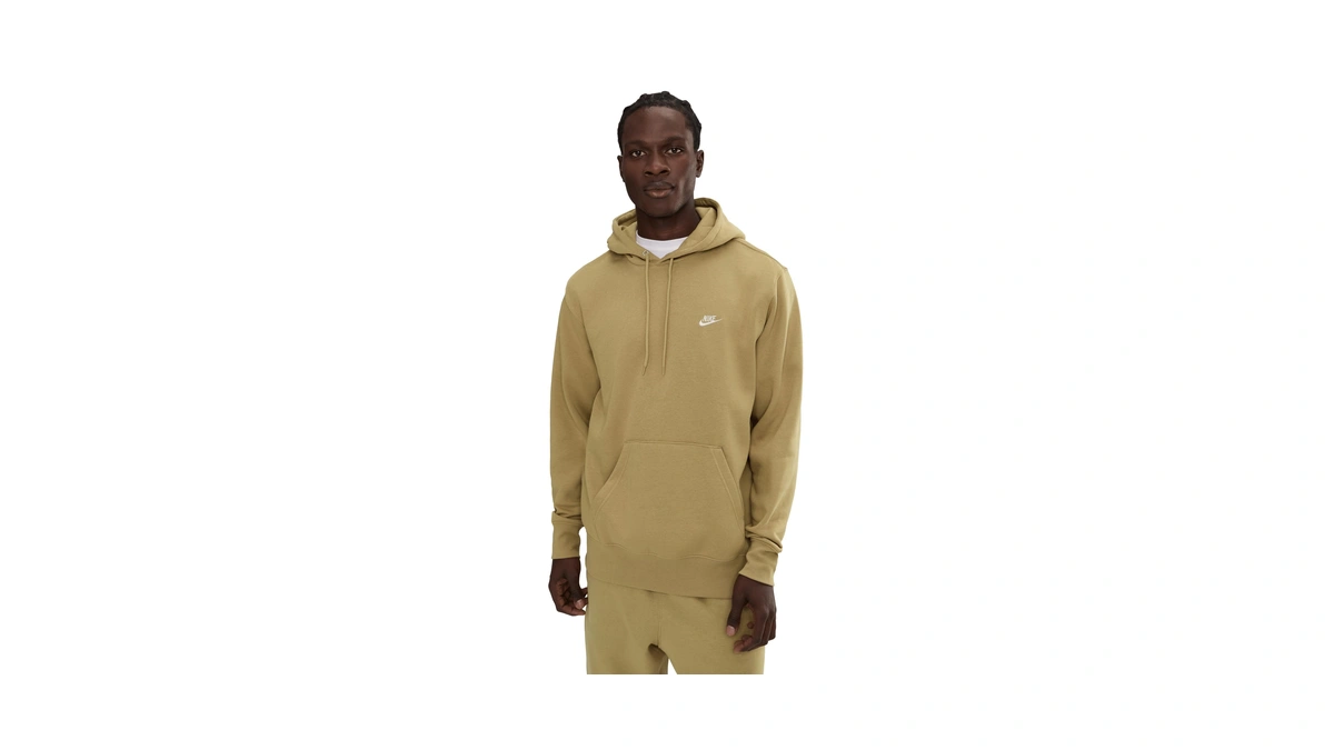 Nike Men's Club Pullover Fleece Hoodie, Parachute Beige/parachute Beige/white, Small
