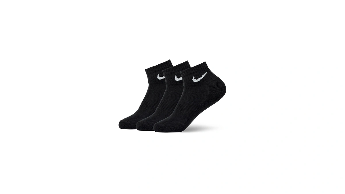 Nike Unisex Everyday Cushioned Training Ankle Socks (3 Pairs), Black/white,