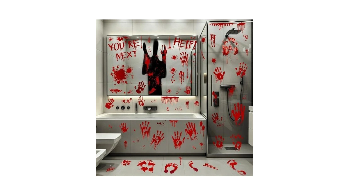 Amazon : 67pcs Bloody Halloween Decor, Handprint
