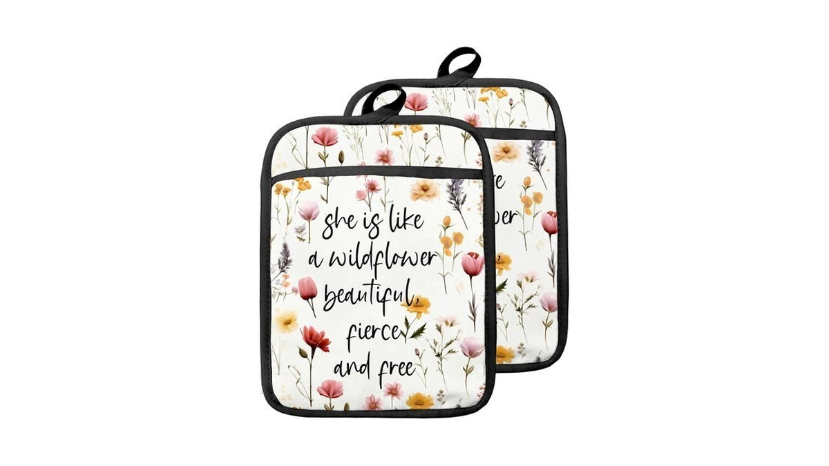 Goozho Inspirational Floral Pot Holders With Pockets, She Is Like