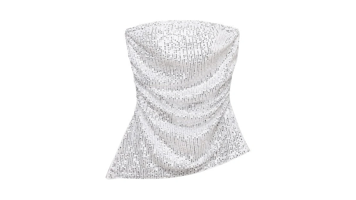 Soly Hux Women's Sequin Tube Tops Sparkly Strapless Sleeveless Bandeau