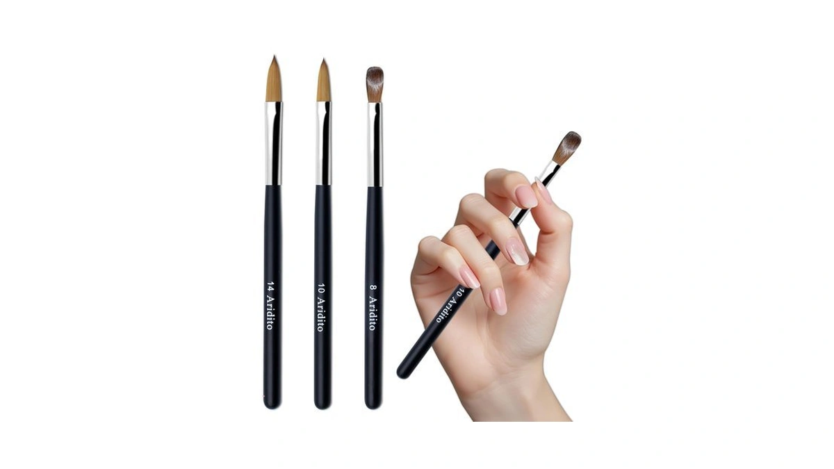 Aridito 3pcs Acrylic Nail Brush Set, Black