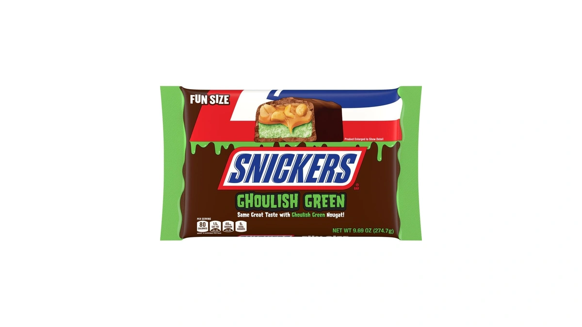 Snickers Ghoulish Green Fun Size Chocolate Halloween Candy Bars, 9.69