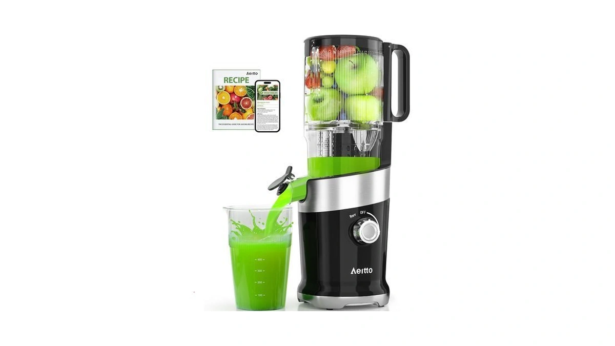 Aeitto Cold Press Juicer, Large Feed Chute For Whole Fruits,