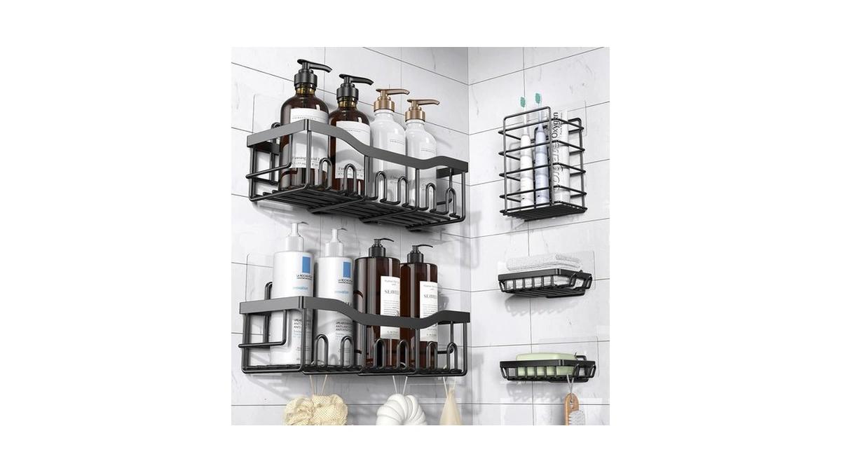 Eudele Adhesive Shower Caddy, 5 Pack Rustproof Stainless Steel Bath
