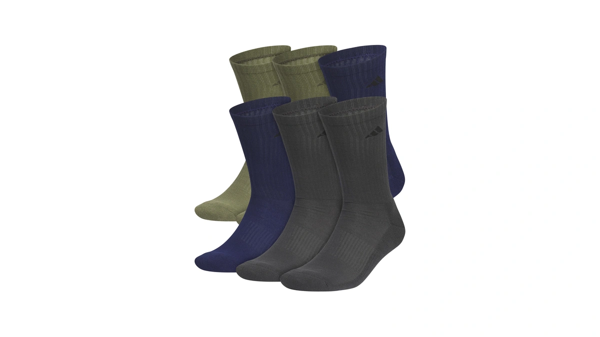Adidas Men's Athletic Cushioned Crew Socks 6 Pairs