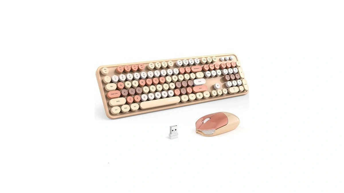 Knowsqt Wireless Keyboard And Mouse Combo, Milktea 104 Keys Full-sized