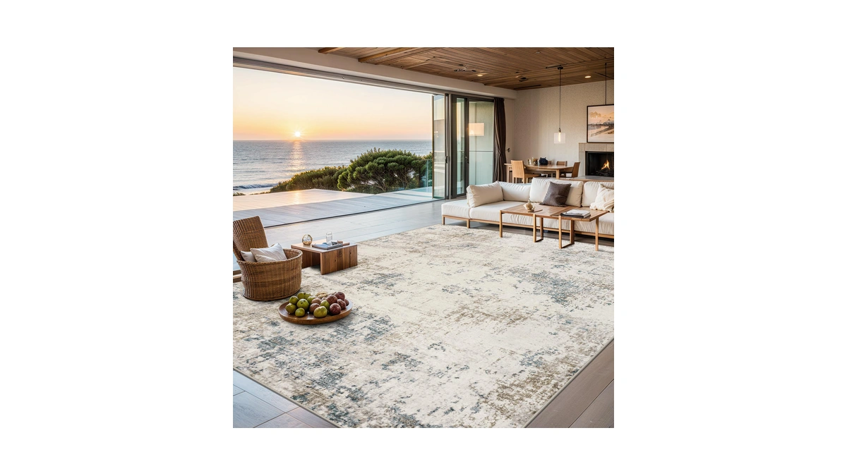 Plhxfr 8x10 Area Rug Living Room: Modern Abstract Washable Carpet