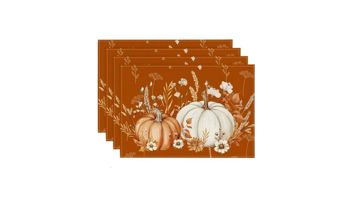 Artoid Mode Pumpkins Wheat Fall Placemats Set Of 4-12 X