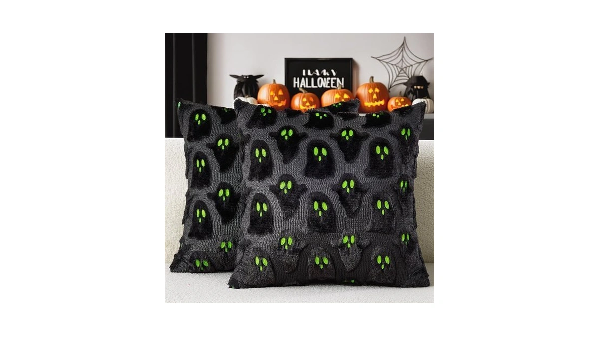 Miulee Black Halloween Pillow Covers Cute Ghost Decor Set Of