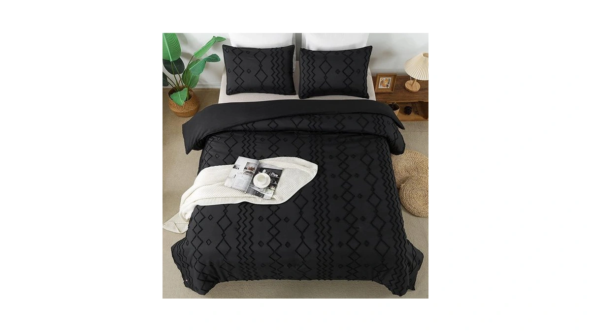 Andency King Size Comforter Set Black, 3 Pieces Bedding