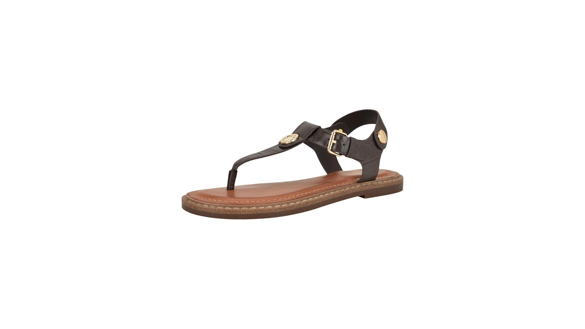 Tommy Hilfiger Women's Bennia Sandal, Medium Brown Croco 210, 6.5