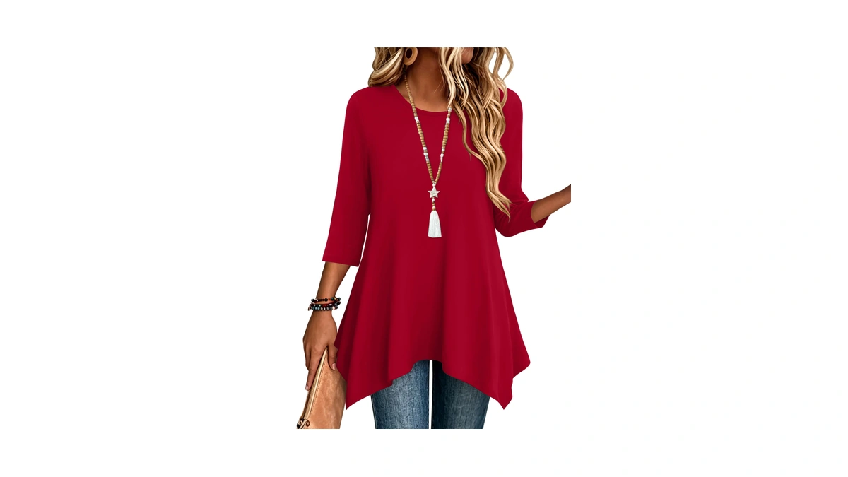 Zeagoo Tunic Tops For Women Loose Fit Dressy Shirts 3/4