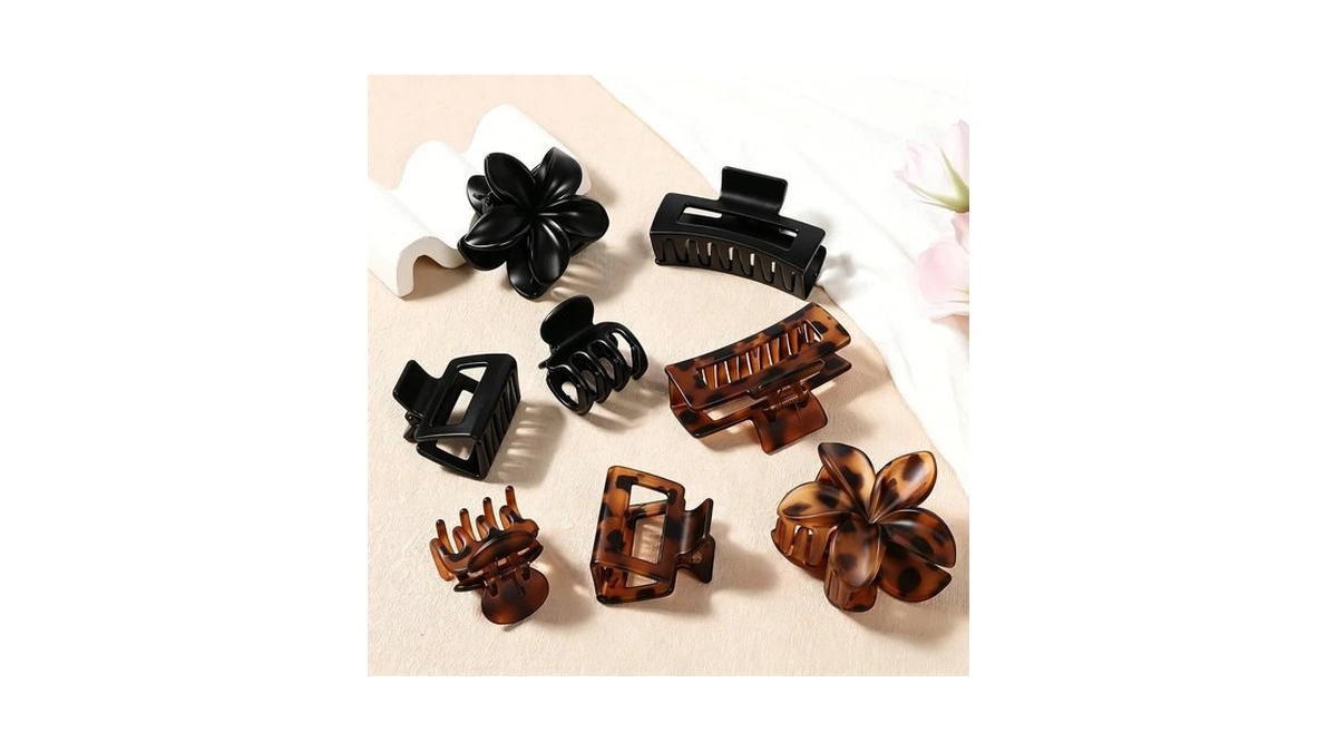 Chandat 8pcs Neutral Matte Hair Claw Clips Set Women &